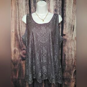 2 For $25 Maurices Elegant Lace Sleeveless Top - Gray